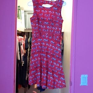 Pinup red dress glasses